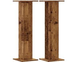 vidaXL - Speakerstandaards - 2 - st - 30x30x95 - cm - bewerkt - hout - oud - houtkleurig