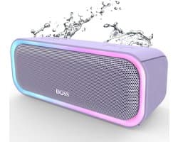 Draadloze Bluetooth Speaker met 20W Stereo Geluid, Extra Bass, IPX6 Waterproof, TWS Koppeling, Multikleurige Lichten, 20U Speeltijd, Draagbaar voor Strand en Buitengebruik