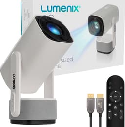 Lumenix® GO - Mini Beamer met accu - Voor iOS en Android - Smart TV Projector - Android 11.0 - WiFi 6 & Bluetooth 5.2 - Thuisbioscoop - Draagbaar en Draadloos - Wit — thumbnail 1