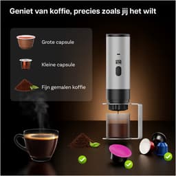 Draagbaar Koffiezetapparaat voor Onderweg van MMOBIEL - 12 Volt Portable Koffiemaker Camping met Standaard - Oplaadbaar USB-C - Koffiecups & Gemalen Koffie Espresso,Lungo, Nespresso, Camping Gadget — thumbnail 4