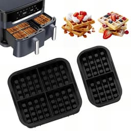 2 stuks wafelinzetstukken - geschikt voor Philips Airfryer 3000-serie (6L/3L) & Tefal EY9018 Airfryer - zwart — thumbnail 2