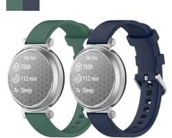 Stravo 2-Pack 14mm Siliconen Smartwatch Bandjes Geschikt voor Garmin Lily 2 (alleen tweede versie) – Siliconen Horlogebandjes – Groen + Donkerblauw