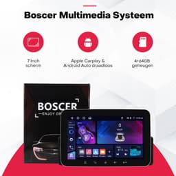 Boscer 1Din Autoradio Universeel - Android 15 - 4+64GB - Apple Carplay & Android Auto (Draadloos) - 7 Inch IPS HD Touchscreen - Navigatiesysteem - Bluetooth, USB & MP5 - GPS - WIFI - Achteruitrijcamera & Microfoon — thumbnail 2