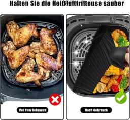 Siliconen vorm heteluchtfriteuse voor AF180EU 6,2 l, 5 stuks siliconen vorm voor AF140EU 4,7 l met siliconen ovenwanten, verdikt, herbruikbaar, BPA-vrij — thumbnail 8