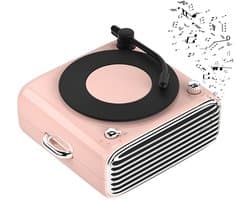 Gigicial Retro Bluetooth Speaker - Vintage Radio Bluetooth Speaker - Simuleert Echte Vinylmachine Met Stereogeluidseffecten - 1 - Roze