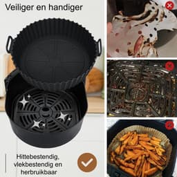 1 stuk - Airfryer siliconen bakvorm - 3D opvouwbaar rond - bakvorm - huishoudmat voor airfryer - zwart — thumbnail 2
