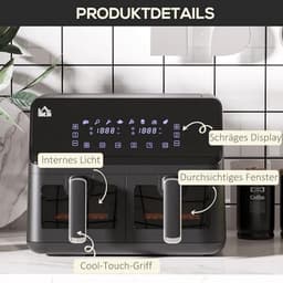 8-in-1 Airfryer met 2 Kamers en Temperatuurinstelling van 80-200°C, 2500W, Antiaanbaklaag en Digitale Timer — thumbnail 7