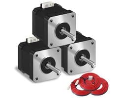 NEMA 17 Stappenmotor 42 x 40 mm - 1,5 A - 2-fasen 4-draads - Geschikt voor 3D-printers - 3 stuks