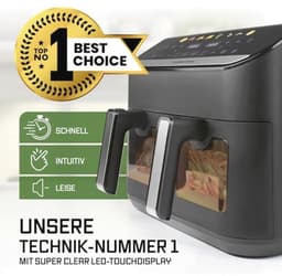 Airfryer met Dubbele Kamer 9L - 8 Programma's en Multi-Color Touchscreen — thumbnail 5