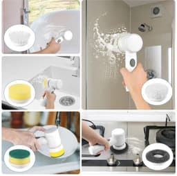 Witte multifunctionele, draadloze elektrische reinigingsborstel voor in de hand, afwasborstel voor in de keuken, elektrische reiniger voor tegels in de badkamer. — thumbnail 3