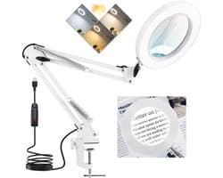 Ibenzoa® Verstelbare LED Vergrootlamp met Klem en Drie Kleurmodi voor Precisiewerk