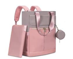 Grote damesrugzak, laptoprugzak voor 15-inch laptops, met laptopvak, waterdichte reisrugzak voor dames, grote handtas/reisrugzak, stijlvolle schooltas, geschikt voor reizen, vakantie en kantoor - roze