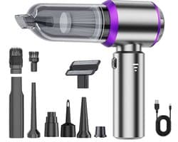 OKWISH Auto Stofzuiger met Blaasfunctie - Draadloze Handstofzuiger met 19000Pa en 3 Snelheden - Zilverviolet