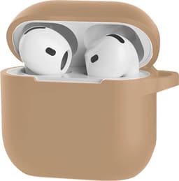 Jumada's Case Geschikt voor AirPods 4 Hoesje Hoes Siliconen Met Clip Cover - Hoesje Geschikt voor Apple AirPods 4 Hoes Siliconen - Zand — thumbnail 1