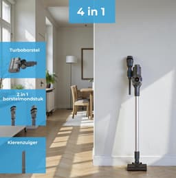 Innova® PowerVac Pro Steelstofzuiger Draadloos - 500 Air Watts - extra accu - met 4 verschillende opzetstukken - Draadloze Stofzuiger - Zonder zak op accu - Vacuum Cleaner — thumbnail 2