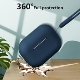 Hoesje compatibel met AirPods Pro 2 (2023/2022/2019) met reinigingsset en lanyard, zachte siliconen schokabsorberende beschermhoes voor AirPods Pro 2e/1e generatie, nachtblauw — thumbnail 3