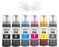 Navulinkt Set 6 Kleuren E114 Compatibel voor ET-8500 ET-8550 Inkt Tank Printers - Hoge Capaciteit