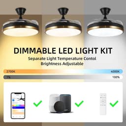 Intrekbare Plafondventilator met Verlichting en Bluetooth Speaker — thumbnail 4