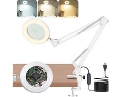 Ibenzoa® Verstelbare vergrootglaslamp met LED-verlichting voor hobby en werkplek