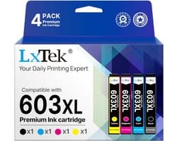 Inktcartridges Compatibel met 603XL voor Epson Expression Home & WorkForce Printers - Zwart, Cyaan, Magenta, Geel (4-Pack)