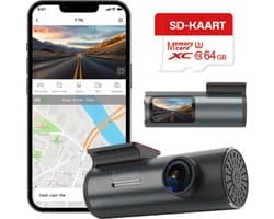 Lumgo Dashcam Voor Auto – Full HD – 150° Groothoeklens – 64GB SD Kaart Inbegrepen – Nachtzicht – App (Wi-Fi) – G-Sensor – Compact Design