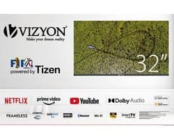 VIZYON 32” HD Ready Smart TV – Wi-Fi/Bluetooth – YouTube/Netflix – 2×HDMI – 1×USB