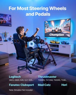 VEVOR Stuurwielstandaard Simulator Cockpit Opvouwbaar voor Logitech G923 G920 G29 G27 — thumbnail 2