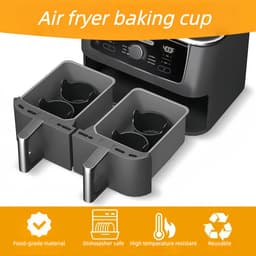 Siliconen Bakvormen voor Airfryer - 6 Stuks - Siliconen Mallen - Siliconen Cakevorm - Muffinvormen - Herbruikbaar - Voor Airfryer - Bakvorm voor Pudding, Cupcakes - Zwart — thumbnail 3