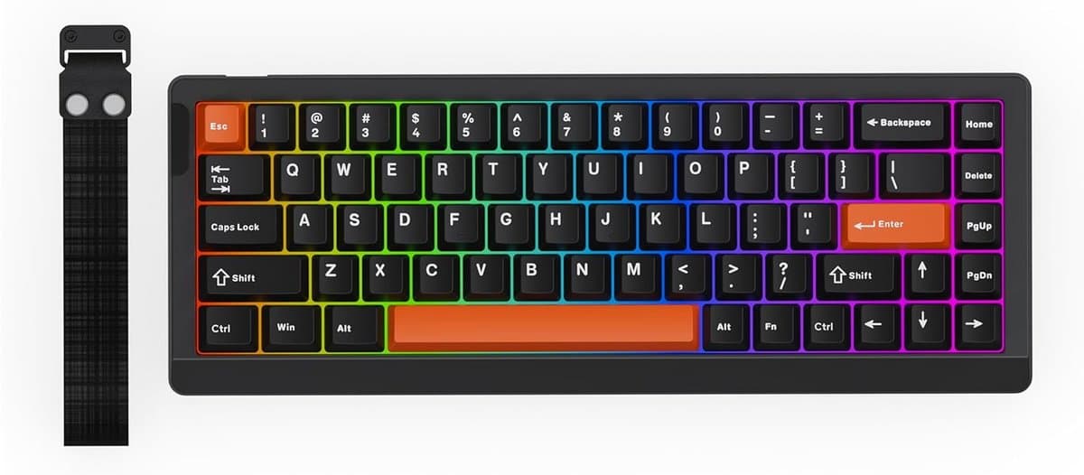 EPOMAKER HE68 Lite - Hall Effect - 8000hz - Magnetisch Toetsenbord - RGB - 65% - QWERTY - Gaming Keyboard - Clear Mag Switch - Zwart — afbeelding 1