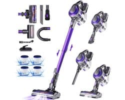 Authmic Steelstofzuiger Draadloos – 36.000 Pa Krachtige Zuigkracht, 2 Reinigingsmodi, 1.3 L Stofcontainer, LED Vloerborstel & Huisdierborstel, Verwisselbare Accu – Ideaal voor Thuis, Auto, Tapijt en Huisdieren