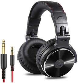 TOVBMUP Bedrade DJ-koptelefoon - Hoge-resolutie audio - Met microfoon - Superbas - Opvouwbaar - Met deelpoort - Dubbele kabelverbinding - Geschikt voor computers, studio's, piano's en gitaren — thumbnail 1
