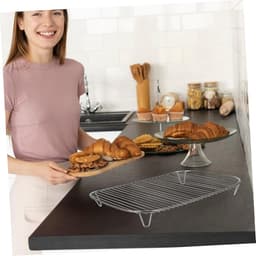 Roestvrijstalen Airfryerstandaard met Dubbele Laag Grillrek voor Buiten Koken Accessoires voor Airfryers，31.5*22*3 — thumbnail 3