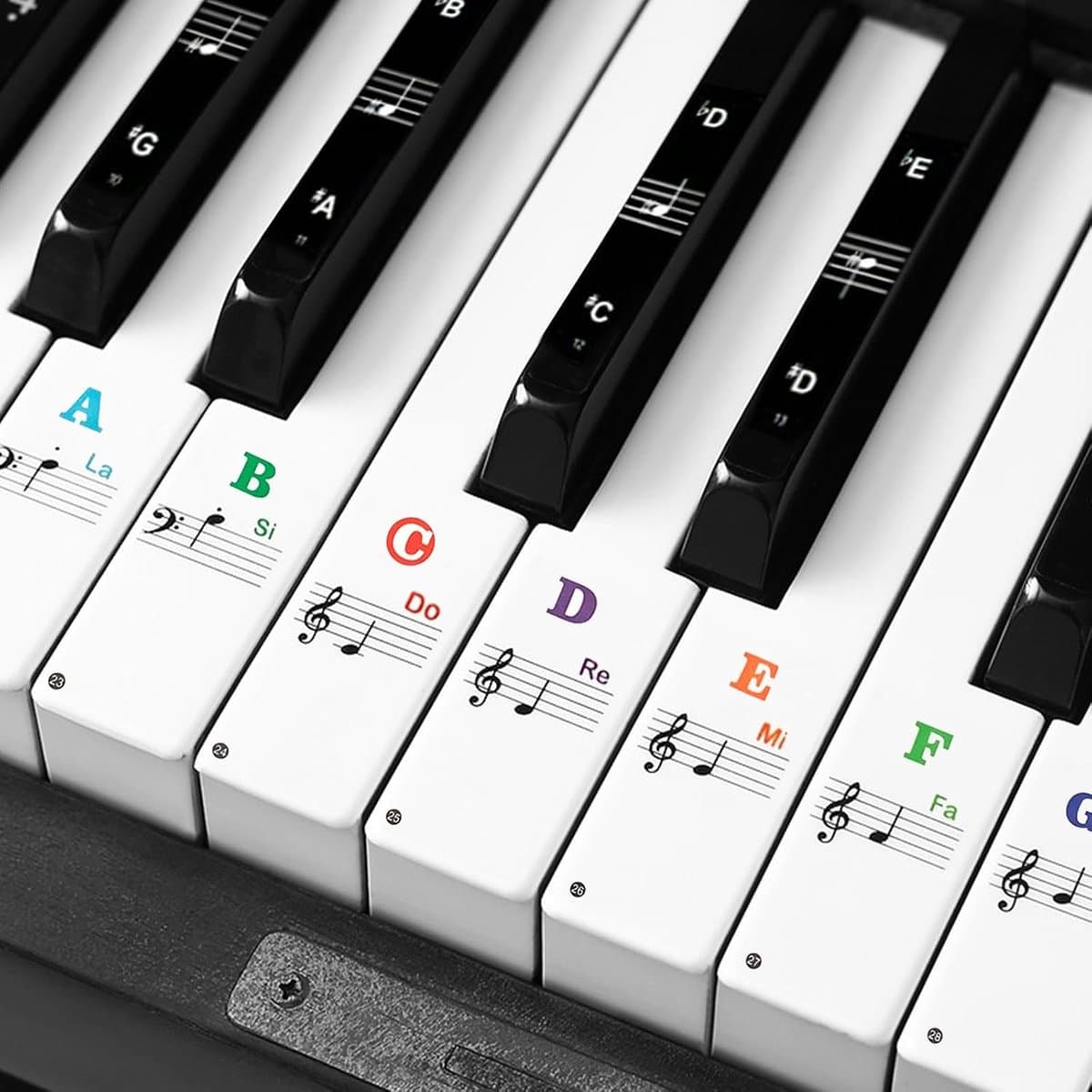 Finesse Piano Stickers - Herbruikbaar Zonder Lijmresten - 32/37/49/54/61/88 - Witte & Zwarte toetsen - Toetsenwijzer — afbeelding 1