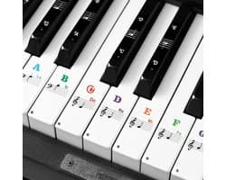 Finesse Piano Stickers - Herbruikbaar Zonder Lijmresten - 32/37/49/54/61/88 - Witte & Zwarte toetsen - Toetsenwijzer