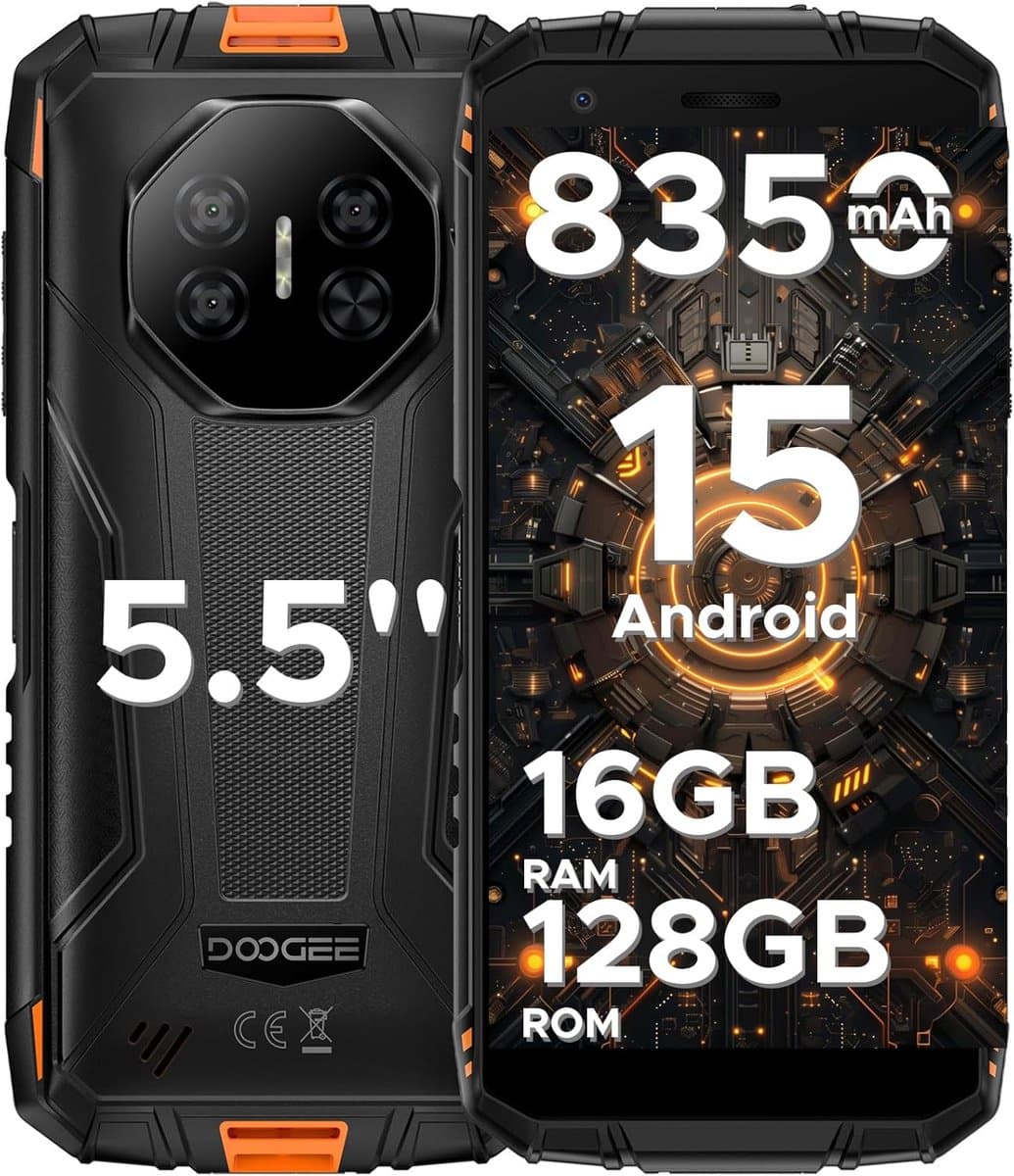 DOOGEE Fire 3 Pro 4G - Robuuste Smartphone - Outdoor telefoon - 16 GB RAM+128 GB/2TB TF - Android 15 - 8350 mAh/18 W - 5,5 inch HD+ - Gemini AI - NFC - GPS - Face ID - Vingerafdrukscanner - Oranje — afbeelding 1