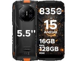 DOOGEE Fire 3 Pro 4G - Robuuste Smartphone - Outdoor telefoon - 16 GB RAM+128 GB/2TB TF - Android 15 - 8350 mAh/18 W - 5,5 inch HD+ - Gemini AI - NFC - GPS - Face ID - Vingerafdrukscanner - Oranje