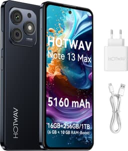 HOTWAV Note 13 Max mobiele telefoon senioren - Smartphone - 256GB - Zwart - mobiele telefoon zonder abonnement - 2 jaar garantie - Met Transparante Hoes - 4G Dual SIM — thumbnail 4
