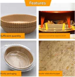 16cm*16cm, 200 vellen, ronde bakvorm voor airfryer, speciaal voor airfryers. — thumbnail 4