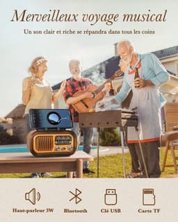 Kleine Draagbare Radio - AM FM SW Retro Vintage Radio - 1200mAh Batterij Of D-Cellen - Bluetooth Kofferradio - USB TF Kaart - Noodradio Solar - Powerbank Functie - Binnen Buiten Gebruik - Noodpakket - Goud Kleur - Draagbare Oplader - Multifunctioneel — thumbnail 2