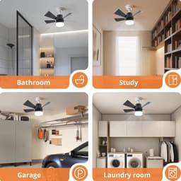 Plafondventilator met Verlichting en Afstandsbediening - Dimbare en Stille Ventilator voor Slaapkamer en Keuken — thumbnail 4
