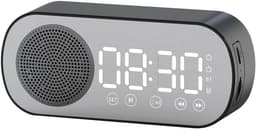 Digitale Wekker - Bluetooth Speaker - Premium Wekker - met LED Spiegeldisplay - Twee alarmen met hoog volume - Digitale Wekkerradio - Zwart — thumbnail 1