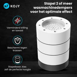KOJY Wasmachine dempers - Verhoger - Stapelbaar - Zwart/Wit - voor wasmachine en wasdroger - 8 Stuks — thumbnail 4