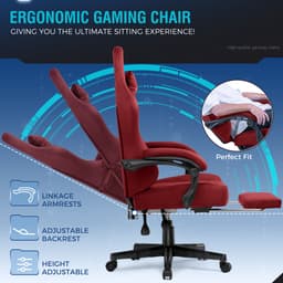 GTPLAYER - Gamingstoel van Stof - Met Pocketvering en Hoge Rugleuning - Rood — thumbnail 4