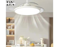 Deniva - Plafondventilator Met Verlichting - Afstandsbediening - Verstelbare Verlichting/Snelheid - Energiebesparend - 121Cm - Wit — afbeelding 1