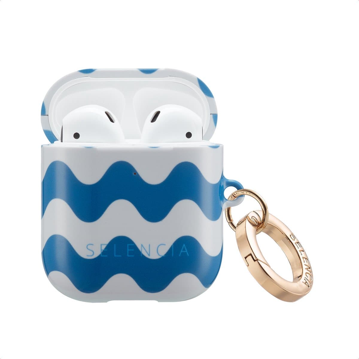 Selencia Case - Hoesje geschikt voor AirPods 1 / 2 - Wave Vibes Classic Blue — afbeelding 1