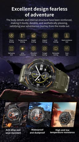 Knobbout 1.52"(3.8cm) LED Sport Smartwatch - Zijwaartse LED-verlichting- Bloeddrukmeting, hartslag monitoring en bloedzuurstof (SpO₂)-controle- Bluetooth belfunctie - Sedentaire herinnering-Sedentaire herinnering-Zwart stall+ siliconen horlogeband — thumbnail 4