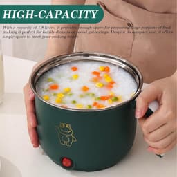 Elektrische Mini Hot Pot - Compacte Kookpan - Snelle Maaltijden Bereiden - Met Stoompan - 18 Liter - Groen — thumbnail 2