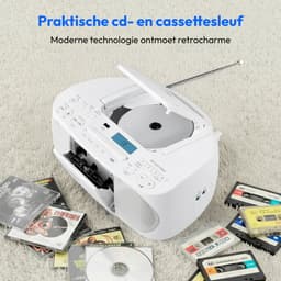 MEDION DRX-1 Plus Boombox (draagbare DAB+ & FM-radio, Bluetooth, cd-speler, MP3, cassette, hoofdtelefoonaansluiting, stereo, AUX, netstroom & batterijen) wit — thumbnail 5