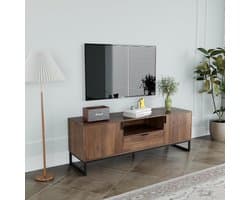 Stijlvolle TV-kast Lowboard 140 cm Donker Walnoot met Lade voor Televisies tot 65 inch