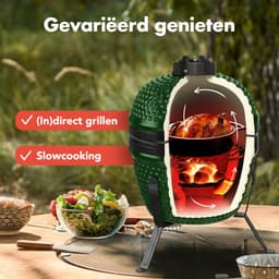 KitchenBrothers Kamado BBQ - 13 Inch Houtskool Barbecue - 27⌀ cm - PFAS-vrij -Egg BBQ - Groen — thumbnail 5